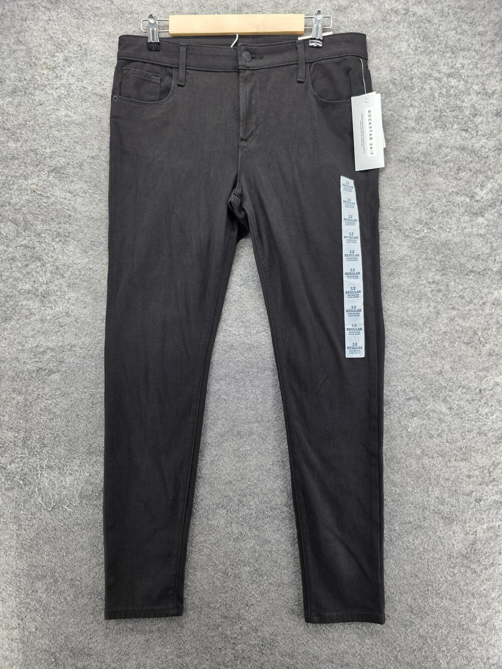Old Navy Jeans Womens 12 Black Skinny Rockstar Super Skinny Mid Rise 32 Inseam